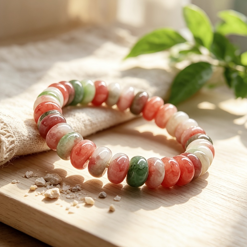 Bohemian Style Teal Red Agate Abacus Bead Bracelet, Handmade